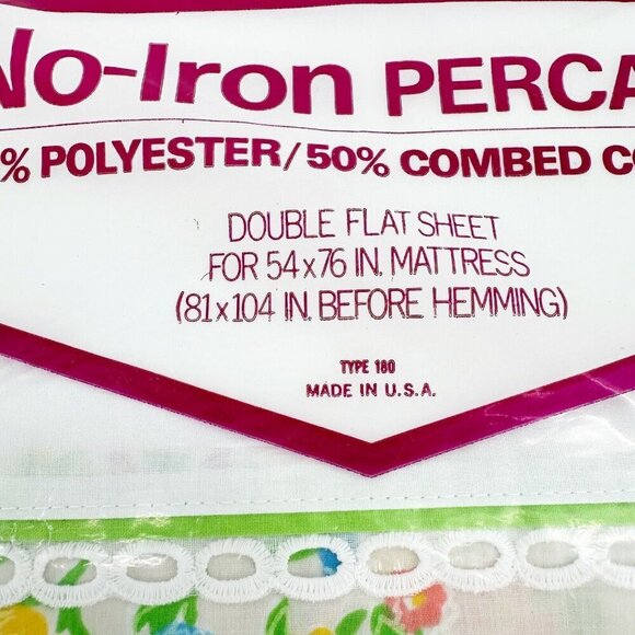 NEW Vintage No Iron Double Full Floral Fitted & Flat Sheet NOS Made in USA - Picture 7 of 7